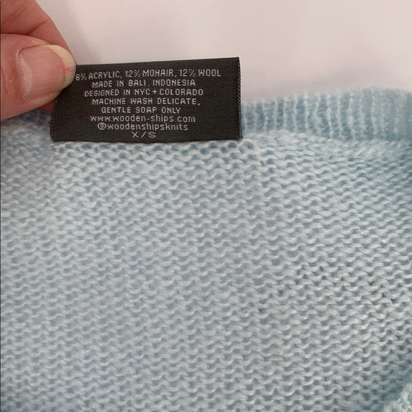 Wooden Ships Anthropologie Intarsia sweater light blue gray dreamer stars XS - Picture 5 of 5
